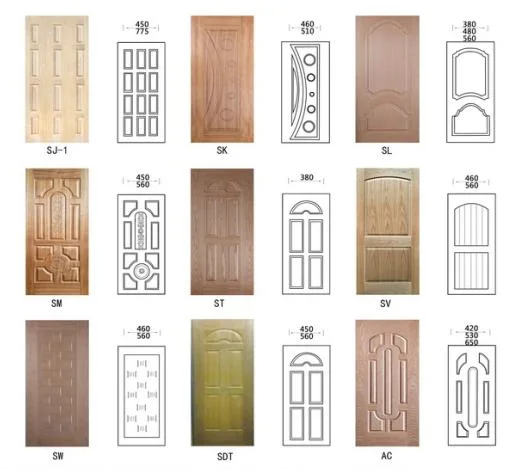Modern Style High Density Natural Veneer Faced Moulded MDF Door Skin From China