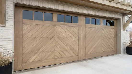 American Pinewood Oak Solid Teak Wood Clad Aluminum Sectional Automatic Garage Doors 