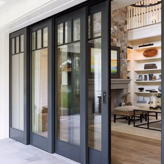 2022 Doorwin Factory Supply Windproof Waterproof New Aluminium Double Glass Door Exterior Custom Entry Storm Commercial Sliding Patio Doors for Sale