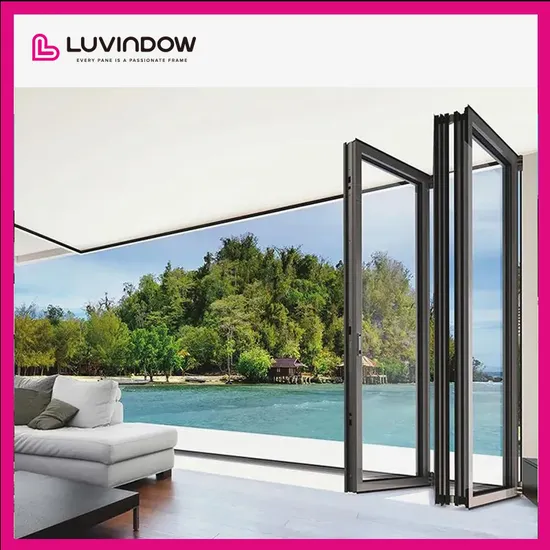 New Novel Design American Modern Style Nfrc Modern Customized Aluminium Accordion Doors Thermal Break Aluminum Glass Balcony Bi