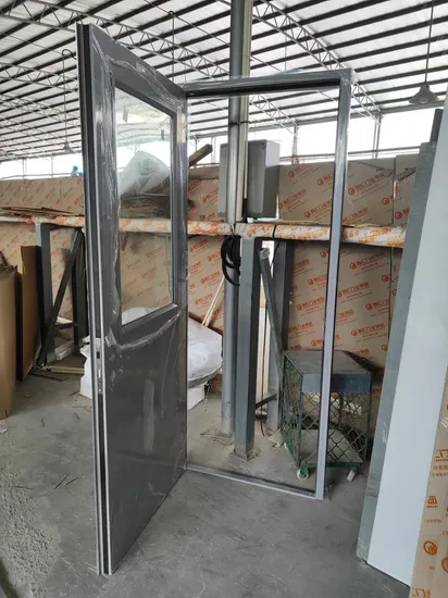 Big Glass Fire Rated Steel Door UL Certificated Fireproof Metal Commercial Single Glass Doors 