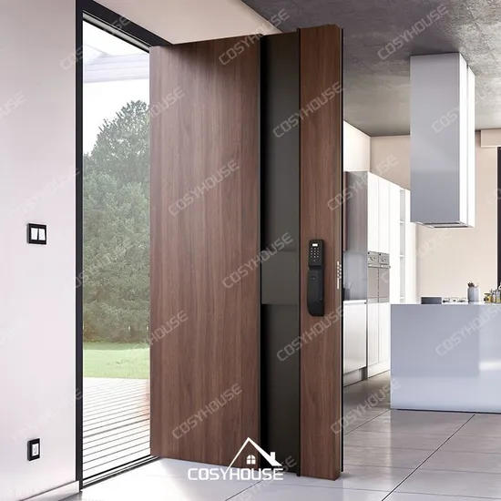 American Standard Black Walnut Solid Wood Exterior Doors External Wooden Pivot Main Door for House Modern Front Entry Doors 